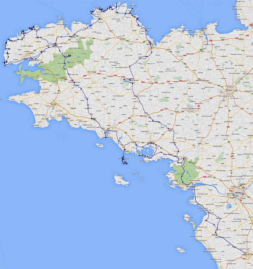 voici le circuit: 1400km en 6 jours, les étapes variant de 75 à 350 km.